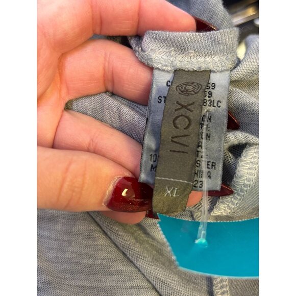 XCVI Gray Fringed Lace Cardigan XL - Picture 7 of 8